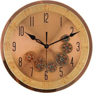 Wanduhr ø35x6 cm mit Zahnrädern - Industrial-Optik, ideal für Wohnzimmer & Büro Rosegold - Rosa