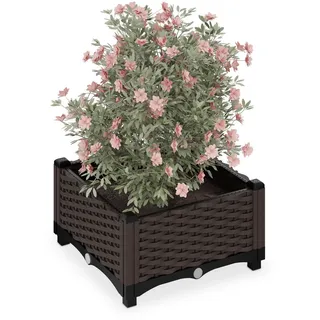 Relaxdays Pflanzkübel , Kunststoff , Quadratisch , 40x23x40 cm , Dekoration, Blumen & Blumentöpfe, Übertöpfe
