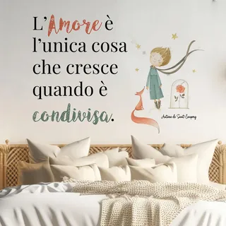 CREARREDA XL Wandaufkleber Der Kleine Prinz 90 x 125 cm Abnehmbarer Wandaufkleber aus ungiftigem Vinyl, Poetische Dekoration für Kinderzimmer und glatte Wände