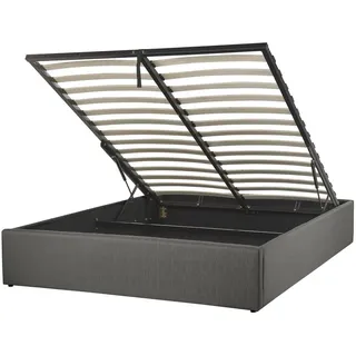 Beliani Polsterbett Dunkelgrau Dinan - Textil , 140x200 cm , Schlafzimmer, Betten, Polsterbetten