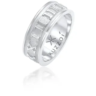 Silberring KUZZOI "Ring Herren Bandring Römische Zahlen 925 Silber" Gr. 60, silber, Fingerringe, Herren, 60, Silber 925 (Sterlingsilber), Silberring