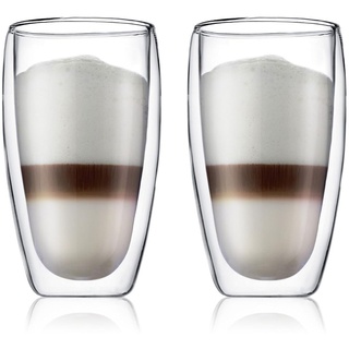 Bodum 4560-10 pavina EsPressogläser-Set, Doppelwandig, Isoliert, Mundgeblasen, 2-teiliger, 0,45 L, transparent, 2 Stück (1er Pack)