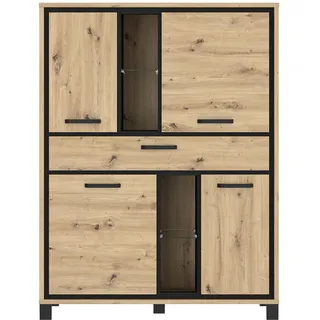 Forte Highboard 120,4 x 161 x 41,5 cm Schwarz
