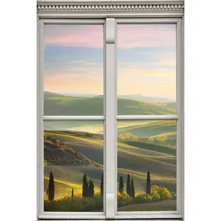 Queence Wandsticker »Hügel« Wandsticker, Wandbild, selbstklebend, 3D, Fenster, grün