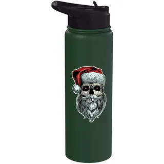 Gruseliger Weihnachtsmann Totenkopf Weihnachtsmann Totenkopf mit Bart Stainless Steel Insulated Water Bottle