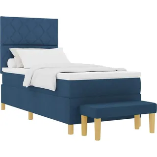 SYFAXTM Boxspringbett mit Matratze mit Kopfteil Blau 100 x 200 cm Stoff - Blau