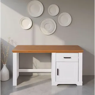 Interlink Schreibtisch Kiefer massiv / Weiß