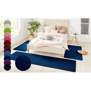 HANSE Home Bettumrandung »Shashi« Höhe 8 mm 3 Stk. tlg. Kurzflor, Unifarben, Teppich, Bettläufer, Bettvorleger, Teppichläufer, blau