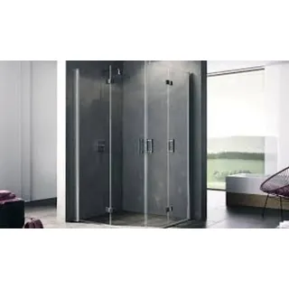 Kermi Eckeinstieg DIGA F2L 10320 - Halbteil links, DIF2L10320VPK, Farbe: Silber Hochglanz Echtglas klar Clean