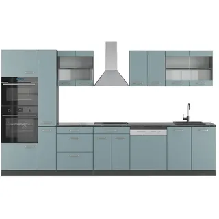 Vicco Küchenzeile R-Line 350 cm Blau-Grau/Anthrazit