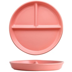 OnePine Porzellan Servierplatten, Snackteller mit 3 fächern kinder Dessertteller Salatteller Geteilte Platte keramik für abnehmen