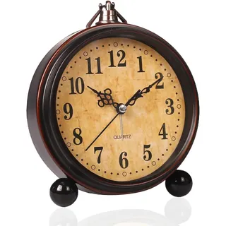 BVI BOOMERVIVI Tischuhr Analog, Vintage Tischuhr ohne Ticken mit Lautlosem Uhrwerk, Batteriebetrieben, Klein Wecker für Tisch/Schlafzimmer/Nachttisch/Wohnzimmer (Retro-Farben)
