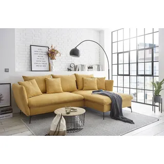 otto home Ecksofa »LIVORNO,258 cm, L-Form,« Schlaffunktion u. Bettkasten (139/224cm), Samt, Struktur, Webstoff, gelb,