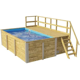 Weka Massivholzpool 595 309 x 116 x 500 cm inkl. Sonnendeck
