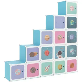 Kinderschrank Modular mit 15 Würfeln Blau PP - Blau