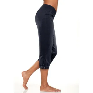 Caprihose H.I.S, Damen, Gr. 36/38, N-Gr, blau (marine), Single Jersey, Obermaterial: 94% Baumwolle, 6% Elasthan, unifarben, Basic, bequem 3/4-Länge, Hosen Caprihose, mit verstellbarem Saum, Loungewear, Topseller