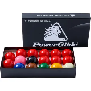 Powerglide Snooker-Set mit 17 Kugeln, 37,5 mm, 44,5 mm, 47,5 mm