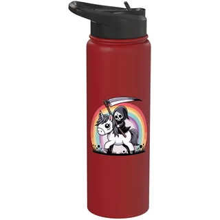 Sensenmann Reitet Einhorn Regenbogen Pastel Goth Humor Stainless Steel Insulated Water Bottle