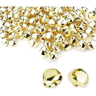 Augshy 50 Stück Weihnachtsglocken 20 mm zum Basteln, große Packung für Weihnachtsdekoration für Haus und Haustiere (Gold)