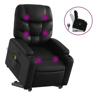 vidaXL Massagesessel mit Aufstehhilfe Schwarz Kunstleder