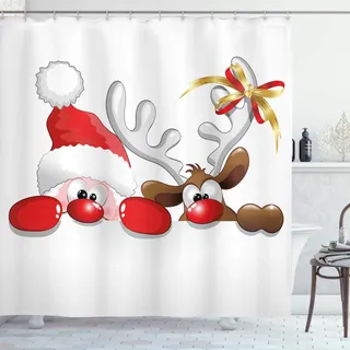 ABAKUHAUS Duschvorhang Weihnachten 175 x 200 cm rot, weiß