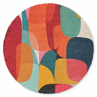MuchoWow Fussmatte Formen - Bunt - Abstrakt - Flugzeuge Sauberlaufmatte 90x90 cm , Multicolor , Textil , Rund , 90x0.4 cm , rutschfeste Unterfläche , Teppiche und Böden, Schmutzfangmatten, Fußmatten