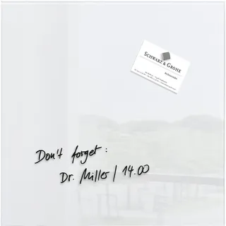 Sigel GL158 kleine Premium Glas-Magnettafel 30 x 30 cm super-weiß hochglänzend, SGS geprüft, einfache Montage, incl. 2 Magnete, für Büro & Küche, Artverum