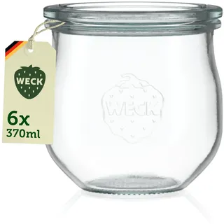 Weck Gläser 320ml – 6er Set mit Deckeln – Tulpenform – robuste, stapelbare Einkoch- & Einweckgläser - ideal für Meal Prep, Overnight Oats, Dessert & Marmelade – wiederverwendbar – Made in Germany