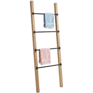 Relaxdays Handtuchleiter 4 Sprossen Natur/Schwarz 160 cm
