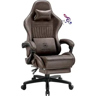 GTPLAYER Gaming-Stuhl ACE PRO, Ergonomischer Bürostuhl Neigbare Armlehnen Mit Fußstütze, Hi-Fi Lautsprecher, Beeindruckende Klang-atmosphäre, Hellbraun - Braun