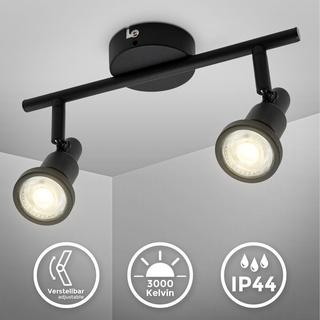 B.K.Licht - Deckenlampe für das Bad LED Decken-Strahler Spot 2x GU10 Schwarz Badezimmerlampe, IP44,