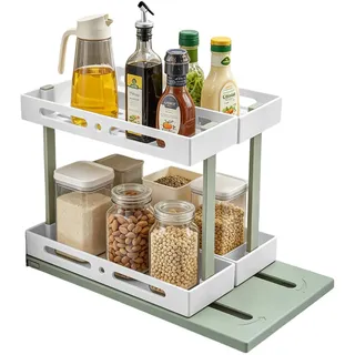Yibang Gewürzregal Herausziehen Schrankcupboard Spice Schublade Kühlschrank | Generisch Ausziehbares Gewürzregal Multifunktionales Drehbares Ausziehregal,Gewürzschränke Kein Bohren erforderlich Weiß