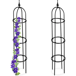 Relaxdays Obelisk Rankhilfe 100 x 20 cm Schwarz