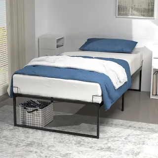 VOUNOT Bettgestell 90x190 cm Metallbett mit Lattenrost und Stauraum unter dem Bett, Bettrahmen für Schlafzimmer Gästezimmer, Leise und Robust, Höhe 36cm, Schwarz