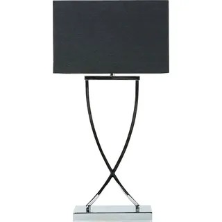 BELIANI Tischlampe Silber Metallfuß Stoffschirm Schwarz langes Kabel mit Schalter Modern Minimalistisch - Schwarz, Silber