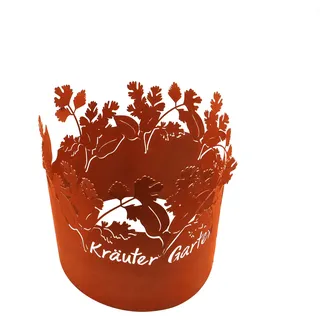 UNUS® Beeteinfassung Kräuter Metall Rostoptik Rost rund 28cm ? Höhe 24cm - Braun