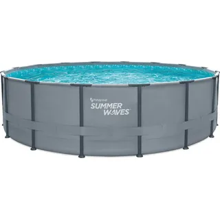 Summer Waves Elite Frame Pool Aufstellpool rund 488 x 122 cm inkl. Reinigungsset, Abdeckplane, Filterpumpe, Poolleiter