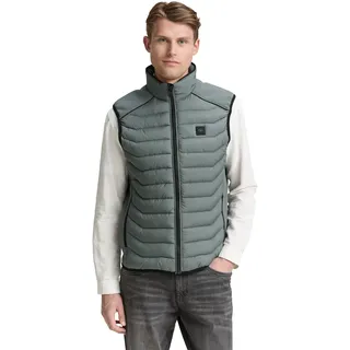 TOM TAILOR Steppweste mit Logo Stickerei, washed jasper grün
