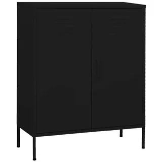 vidaXL Sideboard mit 2 Türen und verstellbaren Einlegeböden, 80/35/101,5 cm, aus Stahl, in Schwarz , Metall , 80x101.5x35 cm , Kleinmöbel, Kommoden, Sideboards