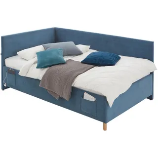 Meise Möbel meise.möbel Polsterbett Cool mit Lattenrost Cord Blau Ocean 140 x 200 cm