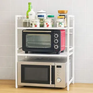 DanDiBo Verstellbares Mikrowellenregal Weiß 3 Stufig 40-64 cm Mikrowellen Regal 96684 Stehend Mikrowellenständer Küchenregal - Weiß