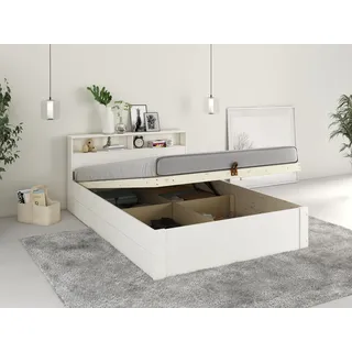 OTTO home »MAREILLES, Bett, Made in Europe, FSC® zertifiziertes Massivholz« 140x200cm und 180x200cm, Massivholz, Hebemechanismus, Stauraum im Kopfteil und unter dem Bett, weiß