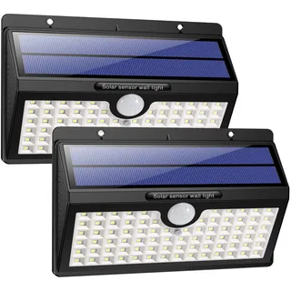 HETP Solarleuchte für Außen, [2 Stück] 78 LED Solarlampe Außen 180° Superhelle Solarleuchte mit Bewegungsmelder Sicherheitswandleuchte 3 Modi Wasserdichte Wandleuchte Garten