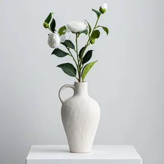 Weiße Keramikvase, antike Keramikvase, kreative Vase, Moderne Wohnkultur, für Tafelaufsätze, Küche, Büro oder Wohnzimmer, Vintage-Töpfergeschenk.Höhe 25.6 cm.