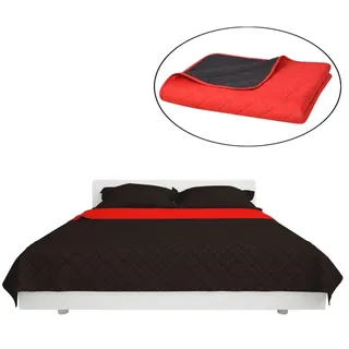 vidaXL Gesteppte Wende-Tagesdecke Rot and Schwarz 220x240 cm - Rot