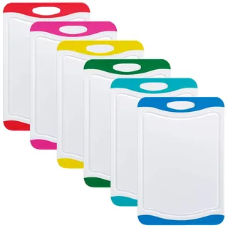 Rosenstein & Söhne Schneidebrett BPA frei: 6er-Set Schneidebretter in 6 Farben, antibakteriell, je 29 x 20 cm (Frühstücksbretter, Brettchen, Farbe)