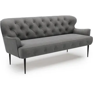 Cavadore 3-Sitzer Küchensofa Amba, Trendige Sitzbank für Küche oder Esszimmer / 193 x 97 x 87 / Flachgewebe: Dunkelgrau