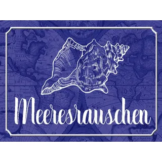 vianmo Holzschild 40x30cm Meeresrauschen Muschel Meer Deko Geschenk