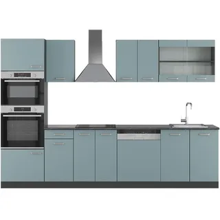Vicco Küchenzeile R-Line 300 cm Blau-Grau/Anthrazit