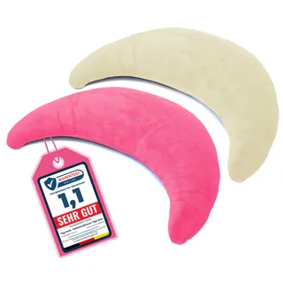 Tiga-Med 2 x Halbmondkissen TIGA-Soft | 2 Stück | Ergonomisches Nackenkissen/Stillkissen/Kopfkissen mit Mikroperlen | Bezug separat waschbar bei 40°C (rosa & beige)